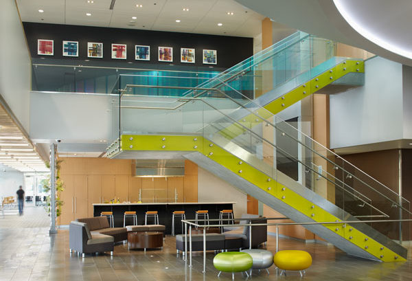 Stairs and lobby at CU Denver Health and Wellness