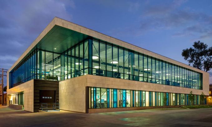 LEED Certified Denver Art Museum at Dusk Exterior