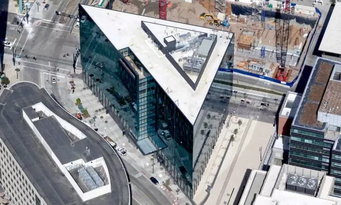 LEED Certified Triangle Building Downtown Denver Aerial View