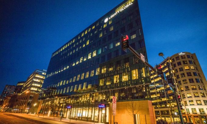 LEED Certified Triangle Building Exterior at Night