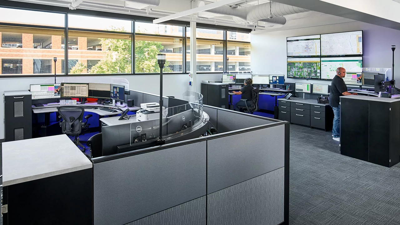 CU Anschutz Medical Campus Safety and Preparedness Facility desk cubicles