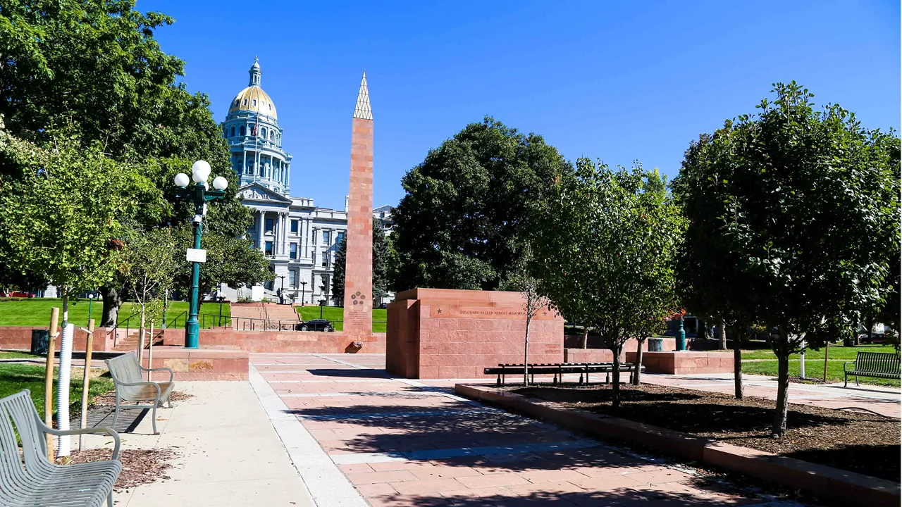 Veterans Park across from Denver's Capitol